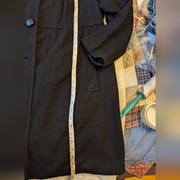 Pennington's sz2X black wool blend mid length button coat VGUC - Picture 3 of 10
